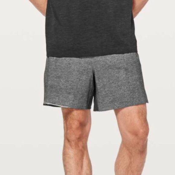 Men Lululemon Surge Short *6" Updated Lined Heathered Deep Coal Size Large - Picture 1 of 6